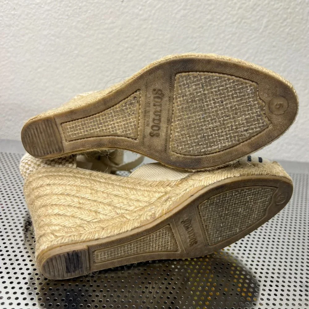 Soludos Women's Lace-Up Tall Wedge Espadrilles Red‎ Navy Natural  Size 5